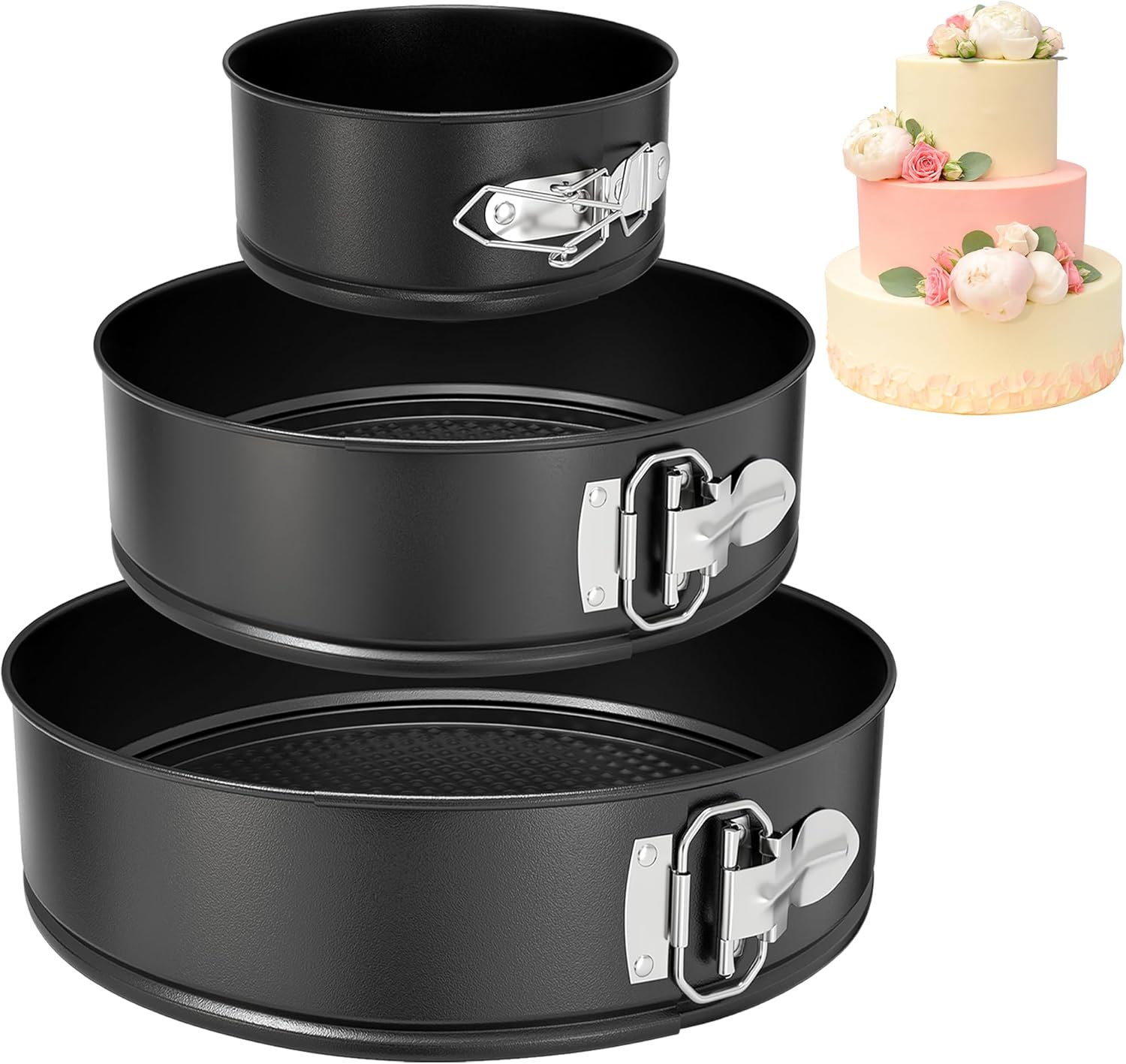 ZeroPone Springform Pan Set of 3 Pcs (4"/7"/9"), Non-stick Cheesecake Pans with Removable Bottom, Round Spring Form Cake Pans Set for Cheesecake, Cheese Cake Pans For Baking