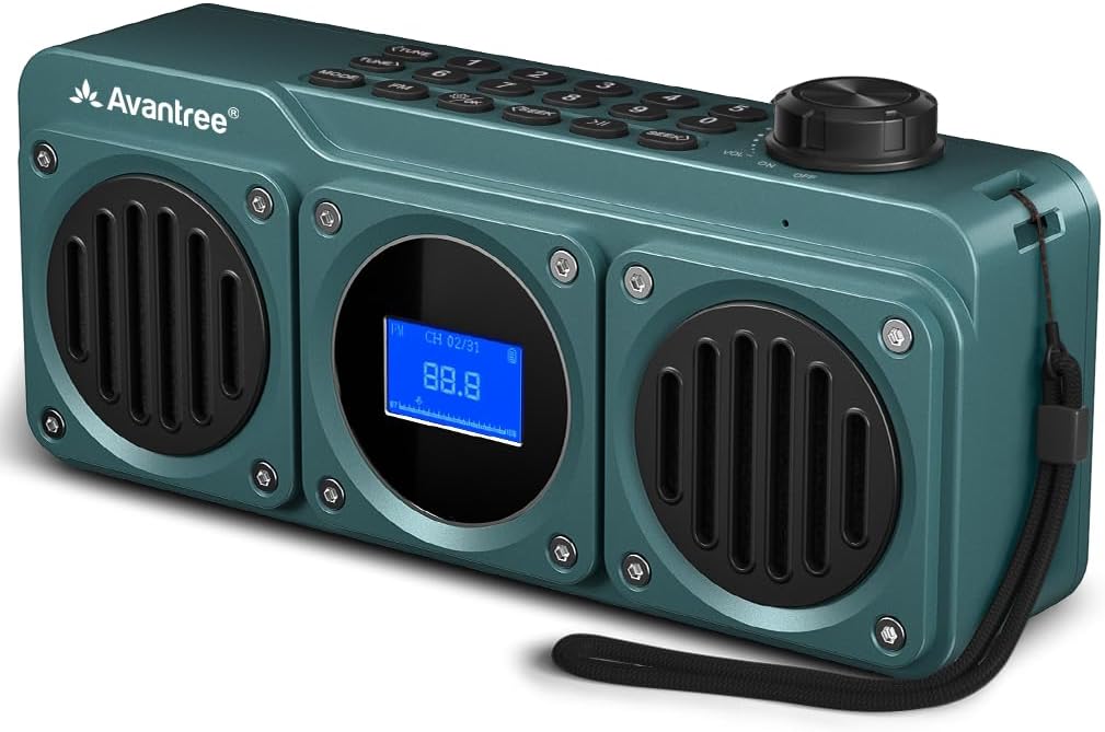 Avantree Boombyte - Portable Digital FM Radio & Bluetooth Speaker with Superb Stereo Sound, Metal Finish, Long Rechargeable Playtime