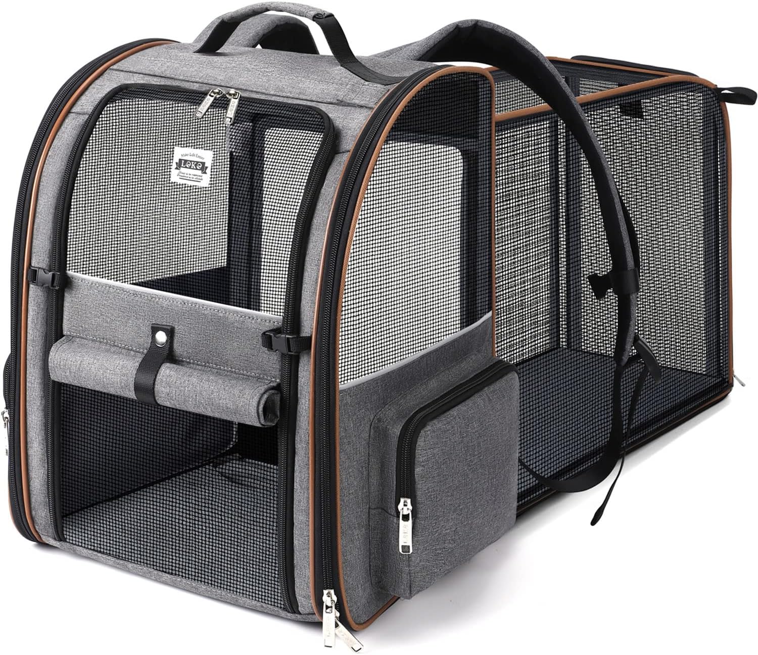 Cat Bag, Expandable Cat Backpack Carrier for Small Dogs Medium Cats Fit Up to 18 Lbs, Dog Backpack Carrier, Foldable Pet Backpack Carrier for Travel, Hiking, Outdoor Use (Grey)