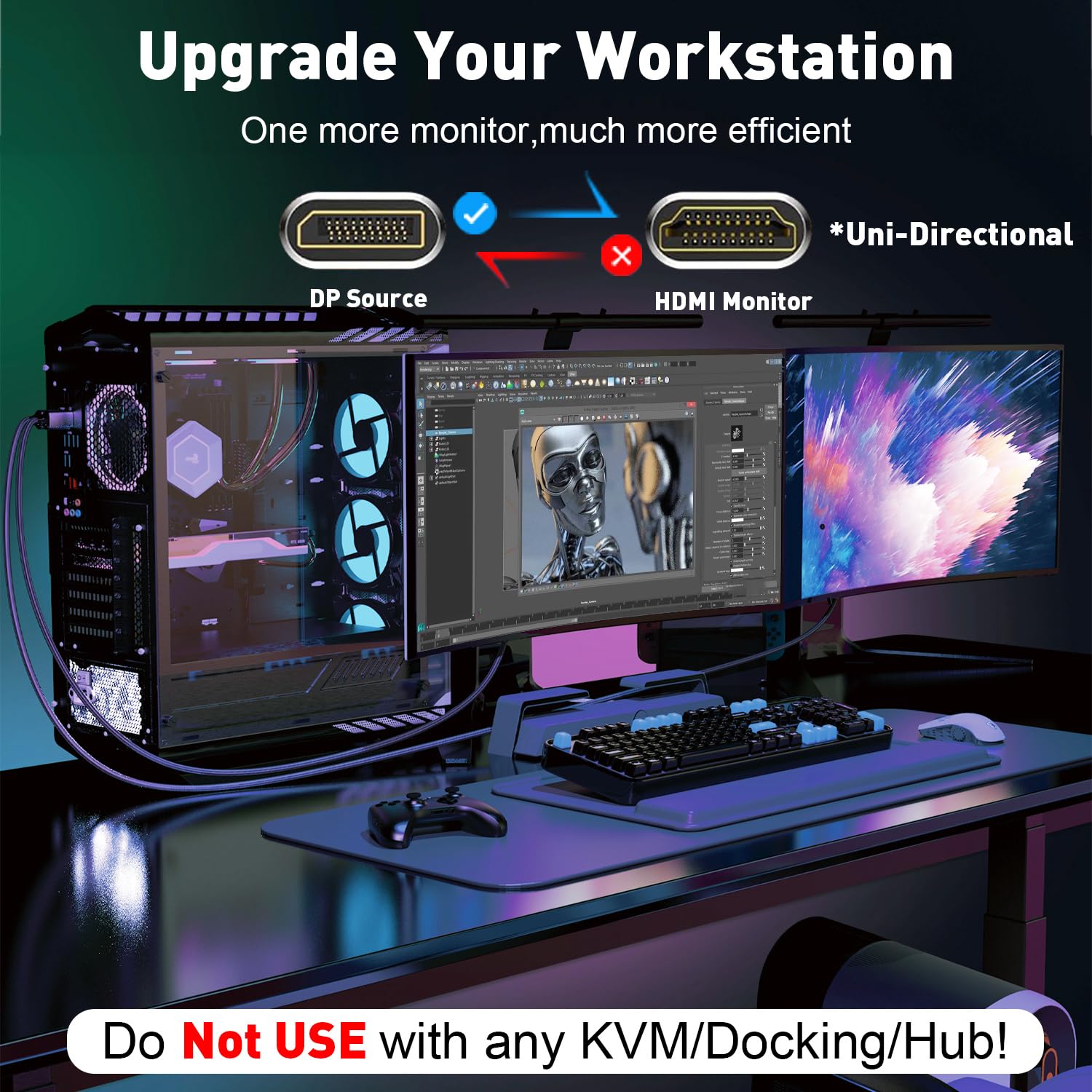 UANTIN 5-Pack 6 FT 4K DisplayPort to HDMI Cable alternate view