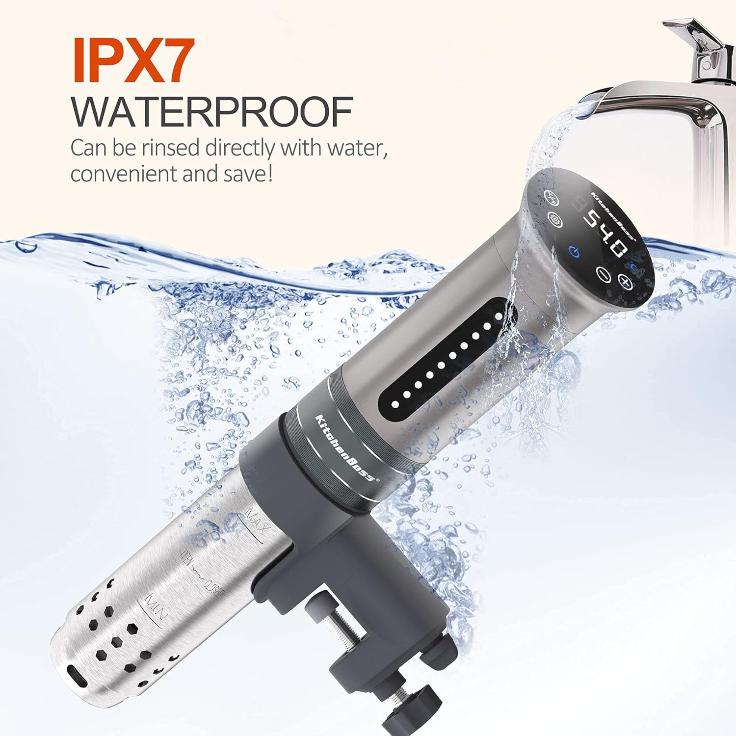 Sous Vide Cooker 1100 Watts | IPX7 Waterproof | Water Cooker, Suvee vide machine | Accurate Temperature Control |Thermal Immersion Circulator (Silver) alternate view